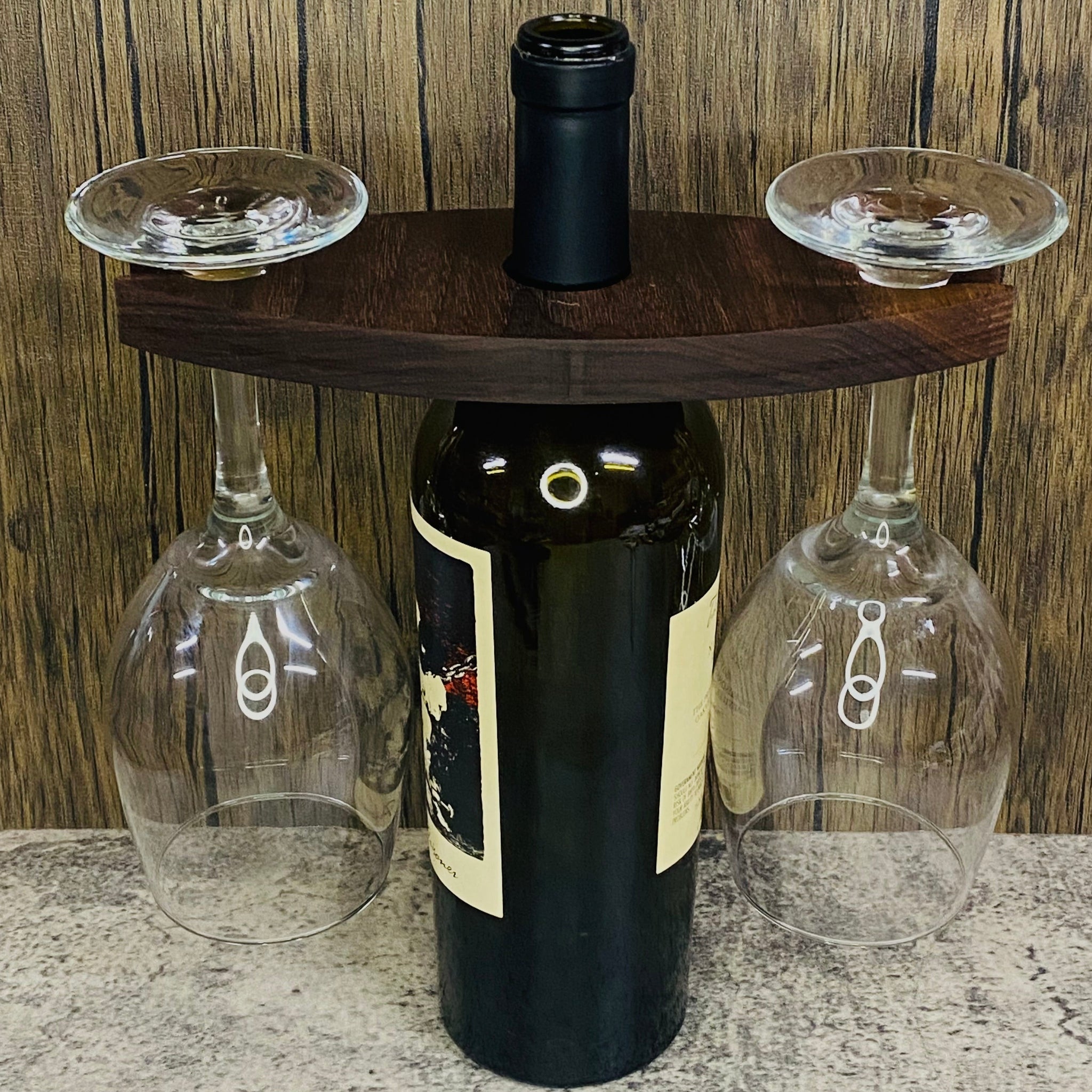 Handmade Wood Wine Caddy, Wine Bottle Holder, Wine Glass Holder