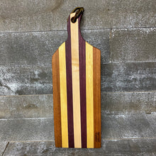 Load image into Gallery viewer, Handmade Wooden Striped Breadboard with Handle
