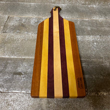 Load image into Gallery viewer, Handmade Wooden Striped Breadboard with Handle
