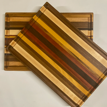 Load image into Gallery viewer, Striped Handmade Cutting Board - Wenge, Purpleheart, Bloodwood, Yellowheart

